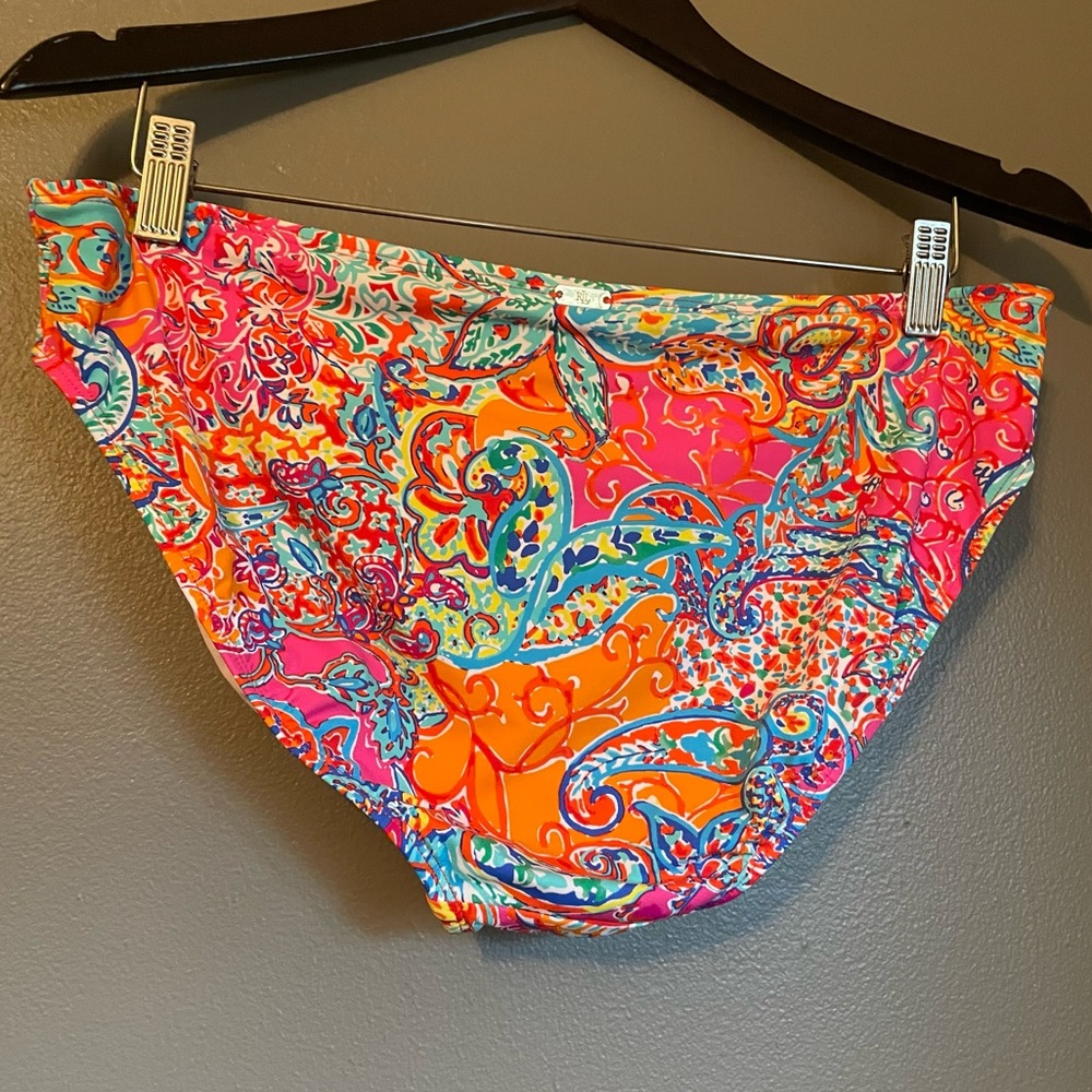 NWT Lauren Ralph Lauren 14 Womens Paisley Orange Women’s Bikini Swim Bottoms $60 - Picture 11 of 12
